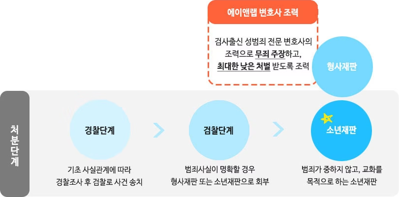 처분단계 절차 도표와 '에이앤랩 변호사 조력' 안내